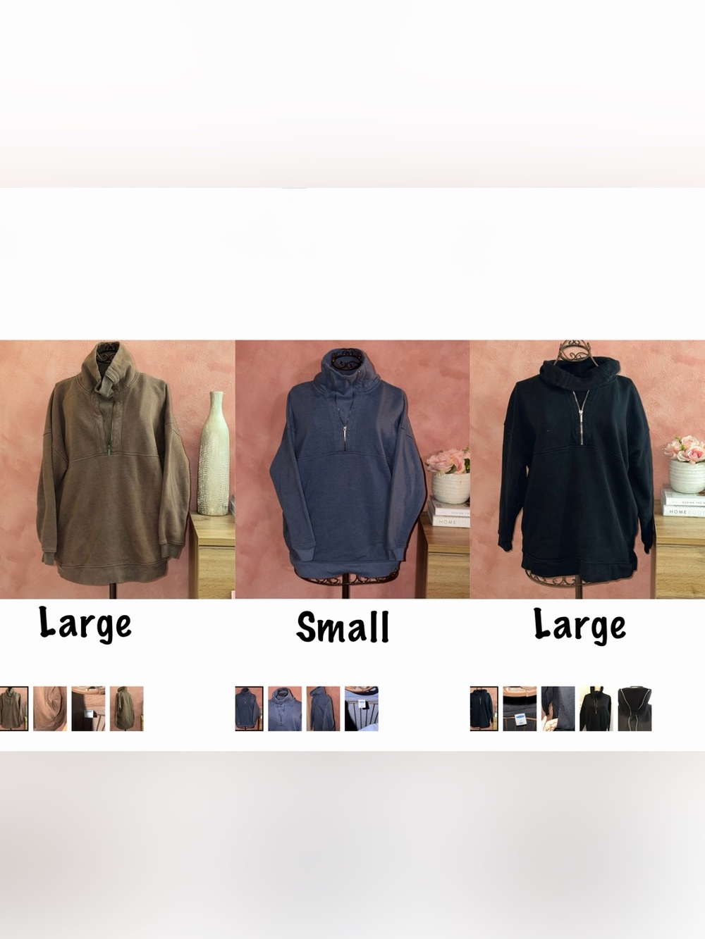 Old Navy Women Quarter Zip Oversized
Tunic Sweatshirt Hidden Pockets Large